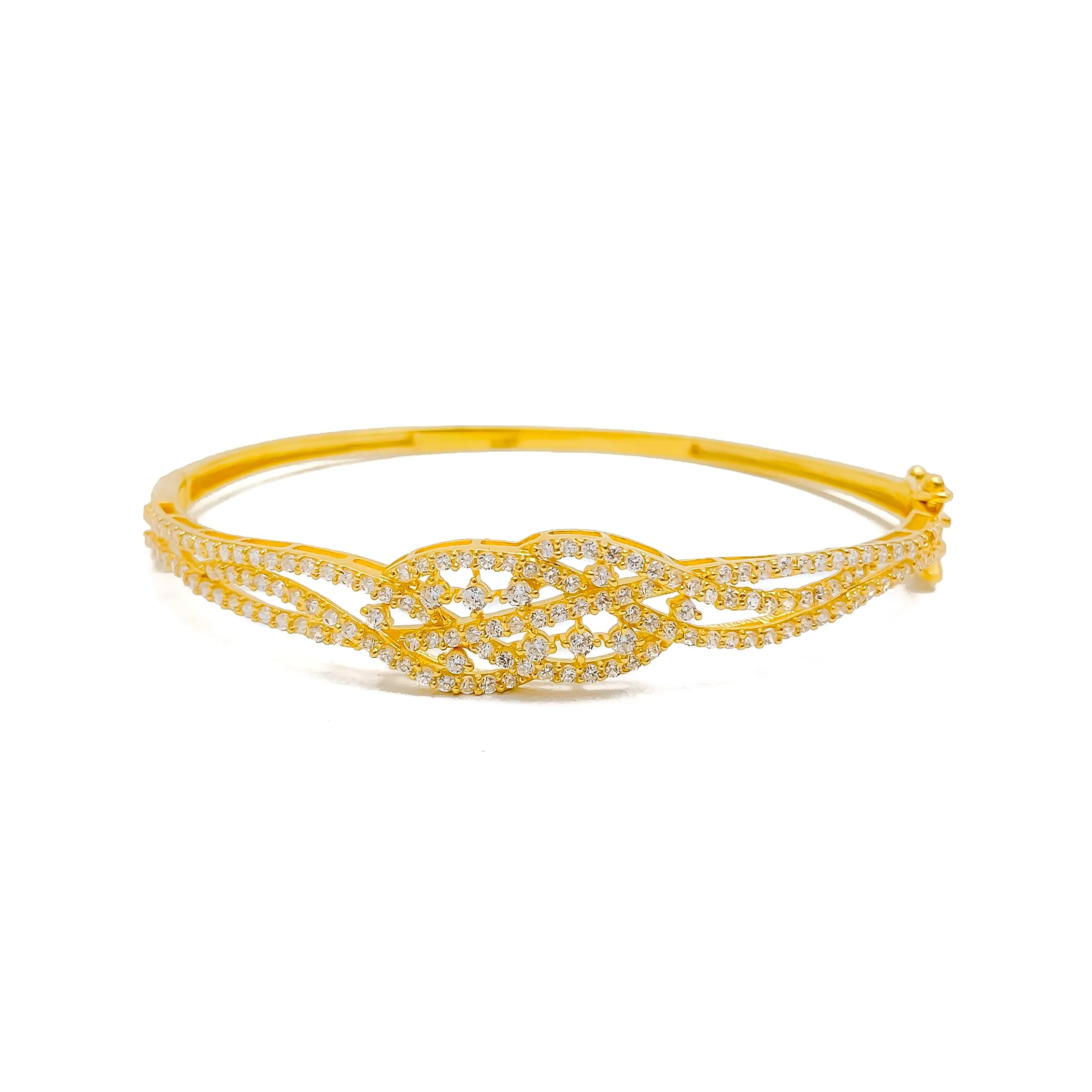 Ornate Shimmering 22k Gold CZ Bangle Bracelet