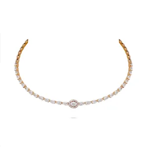 Oval & Pear Accent Diamond Linear Choker