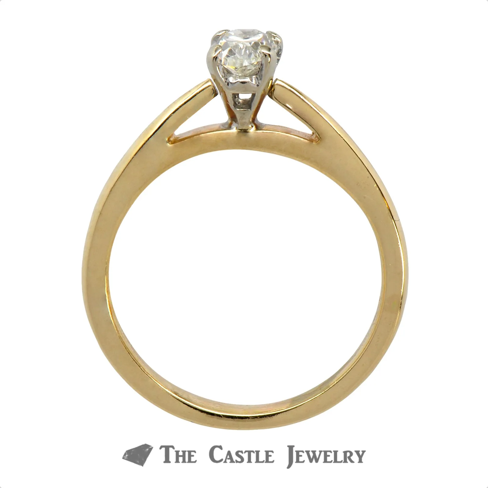Oval Cut .48ct Diamond Solitaire Engagement Ring in 14k Yellow Gold