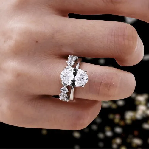 Oval Cut Simulated Diamond Solitaire Wedding Set