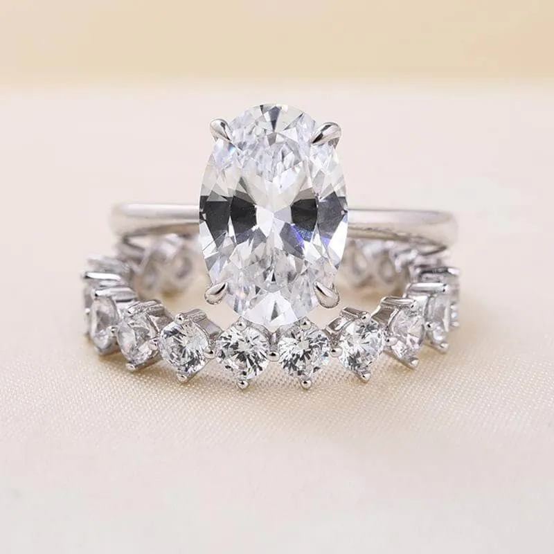 Oval Cut Simulated Diamond Solitaire Wedding Set