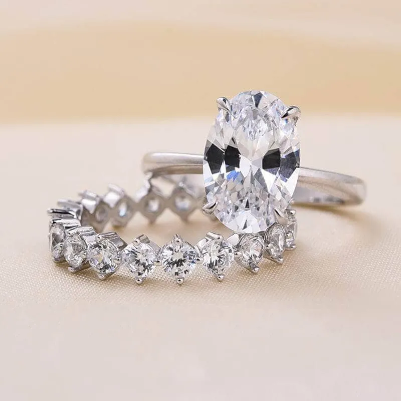 Oval Cut Simulated Diamond Solitaire Wedding Set