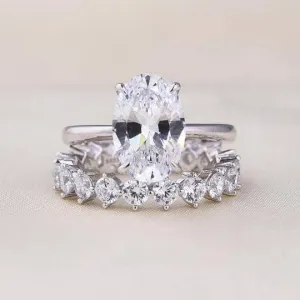 Oval Cut Simulated Diamond Solitaire Wedding Set