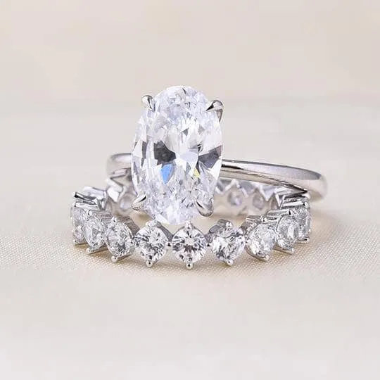 Oval Cut Simulated Diamond Solitaire Wedding Set