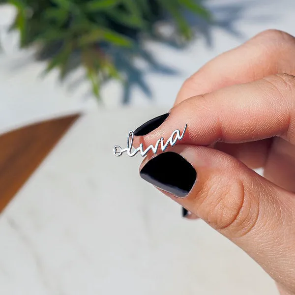 Pair Of Minimalist Script Name Earrings Jewelry