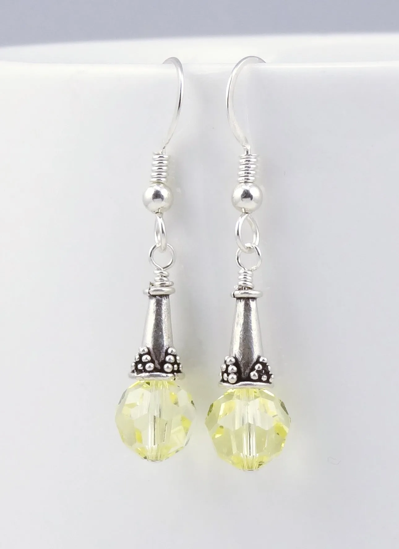 Pale Yellow Crystal Earrings