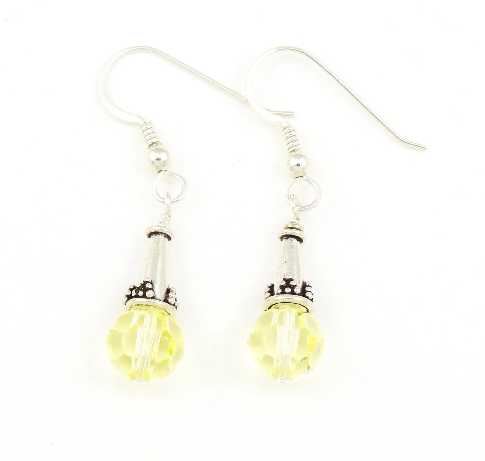 Pale Yellow Crystal Earrings