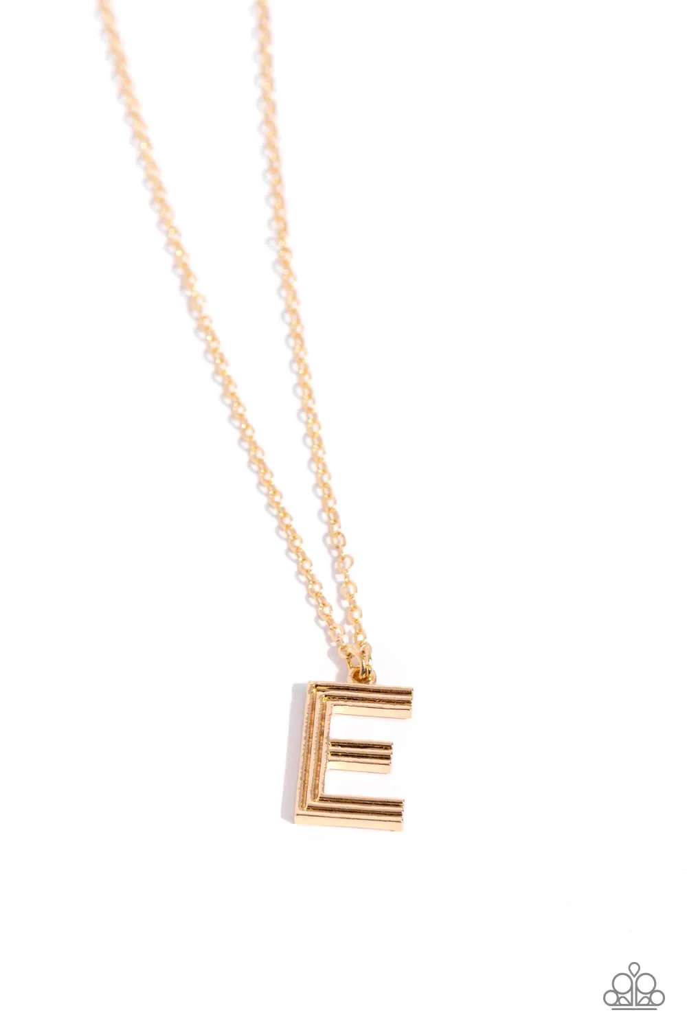 Paparazzi - Leave Your Initials - Gold - E Necklace