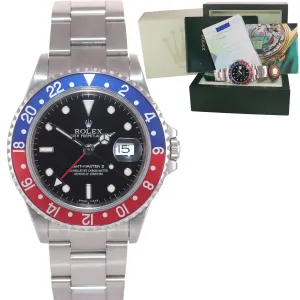 PAPERS 2005 Rolex GMT-Master 2 Pepsi 40mm Steel 16710 NO HOLES Black Watch Box