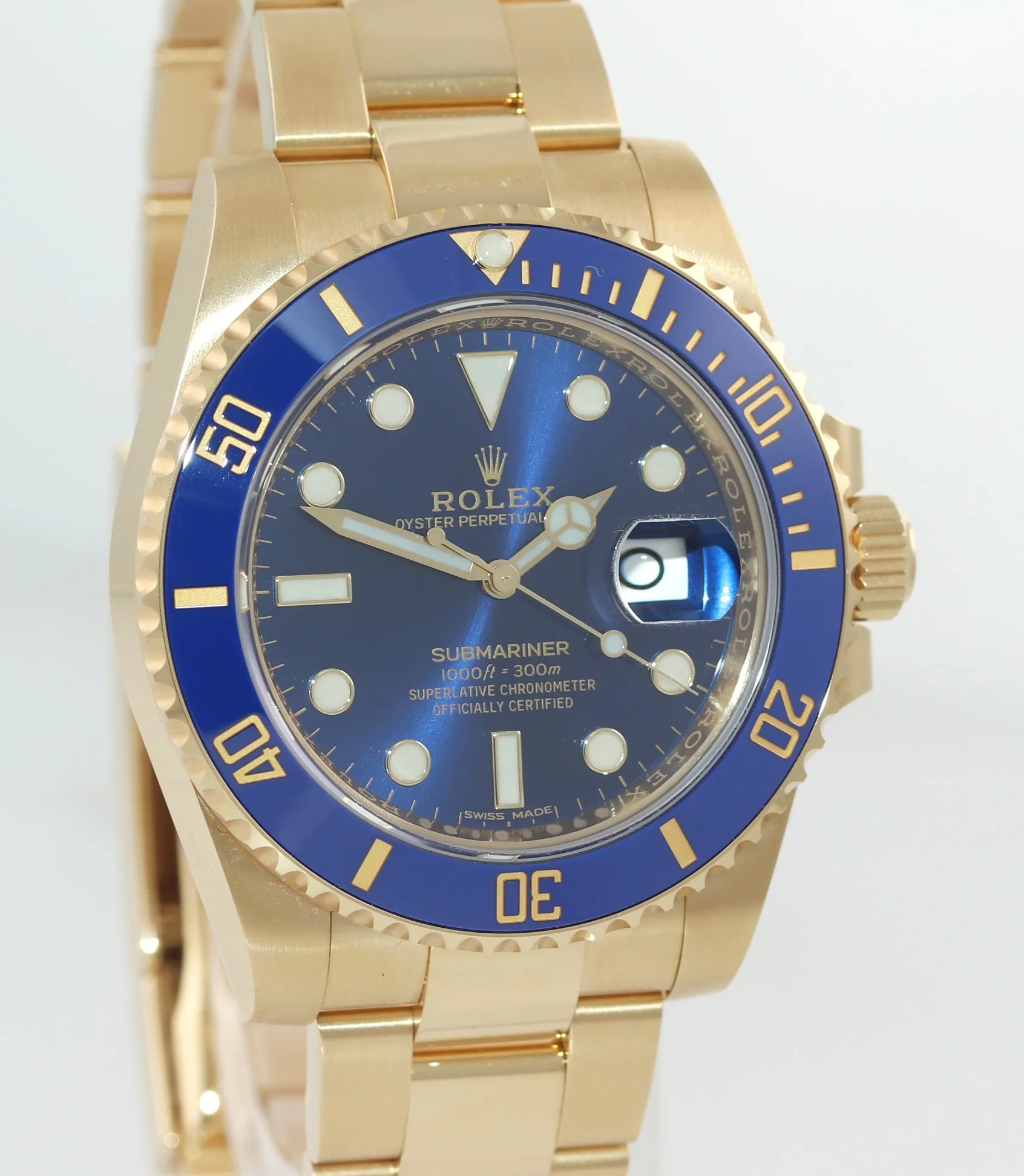 PAPERS Rolex Sunburst Blue Ceramic 116618 18k Yellow Gold Watch Box