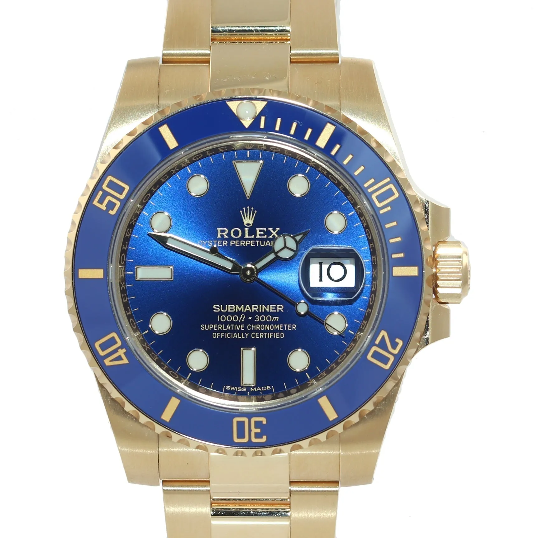 PAPERS Rolex Sunburst Blue Ceramic 116618 18k Yellow Gold Watch Box