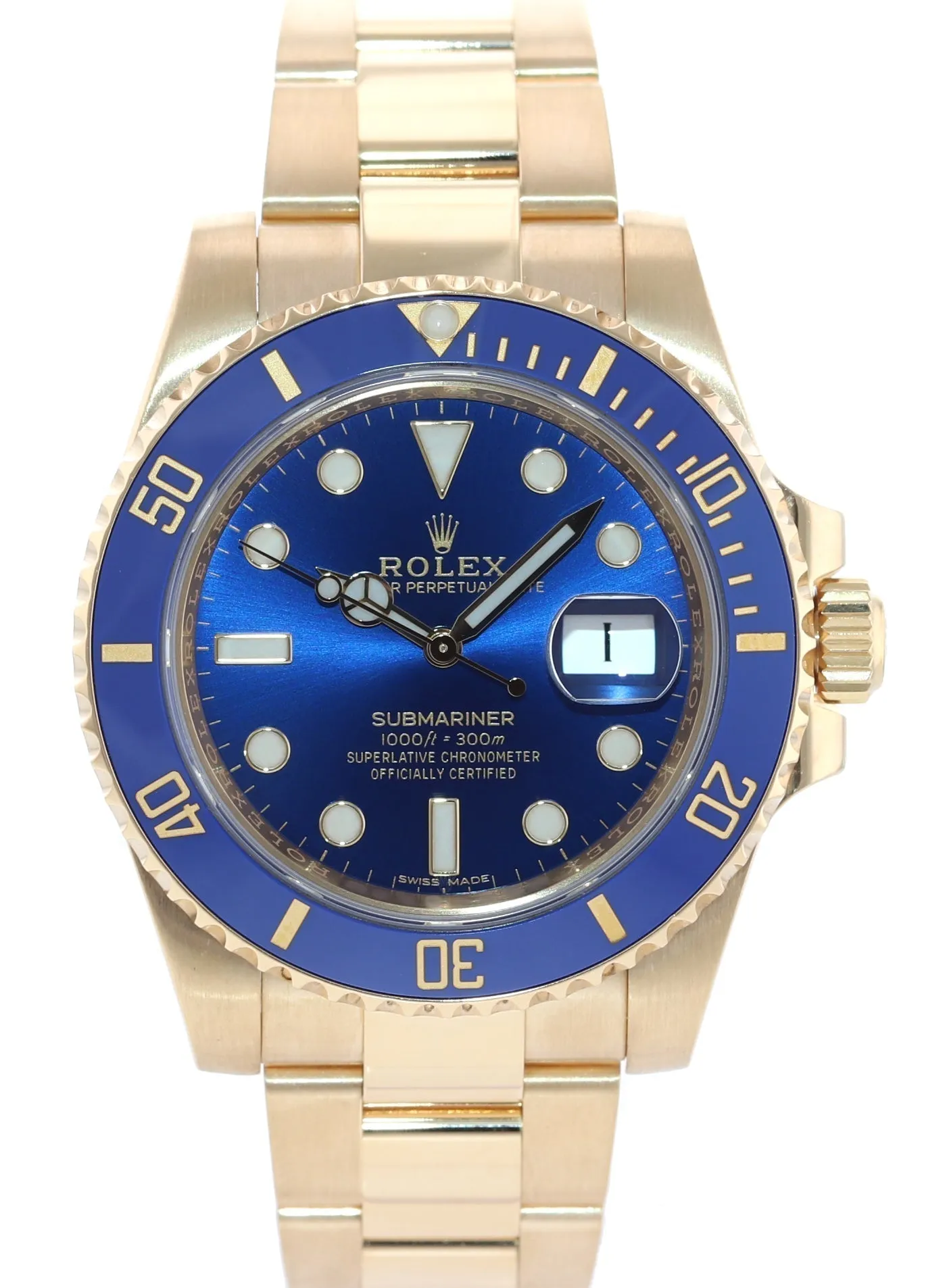 PAPERS Rolex Sunburst Blue Ceramic 116618 18k Yellow Gold Watch Box