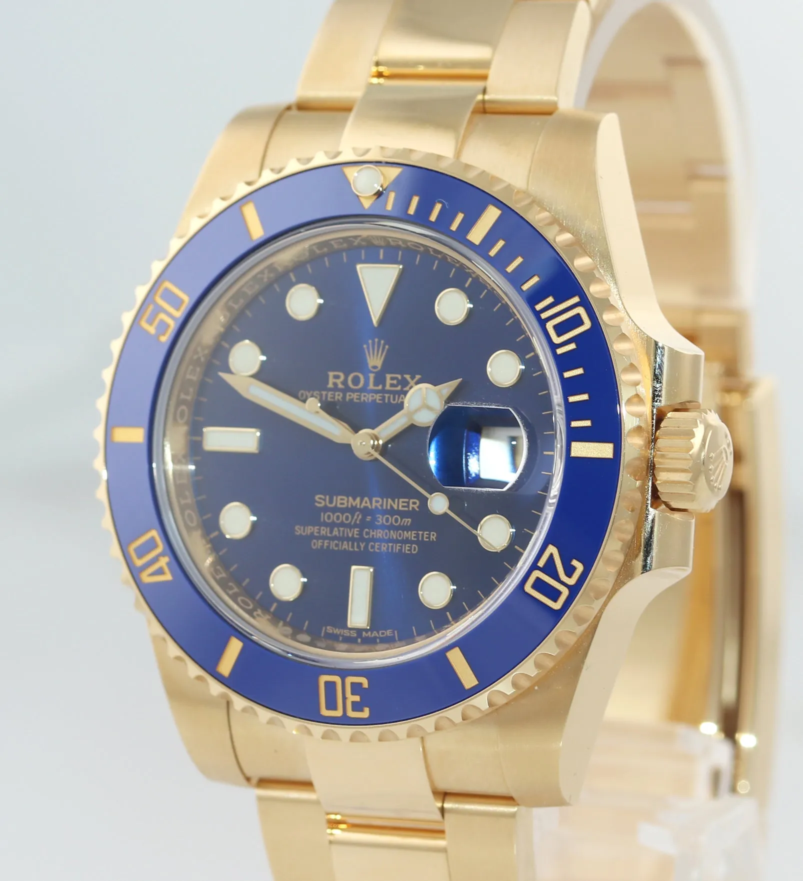 PAPERS Rolex Sunburst Blue Ceramic 116618 18k Yellow Gold Watch Box