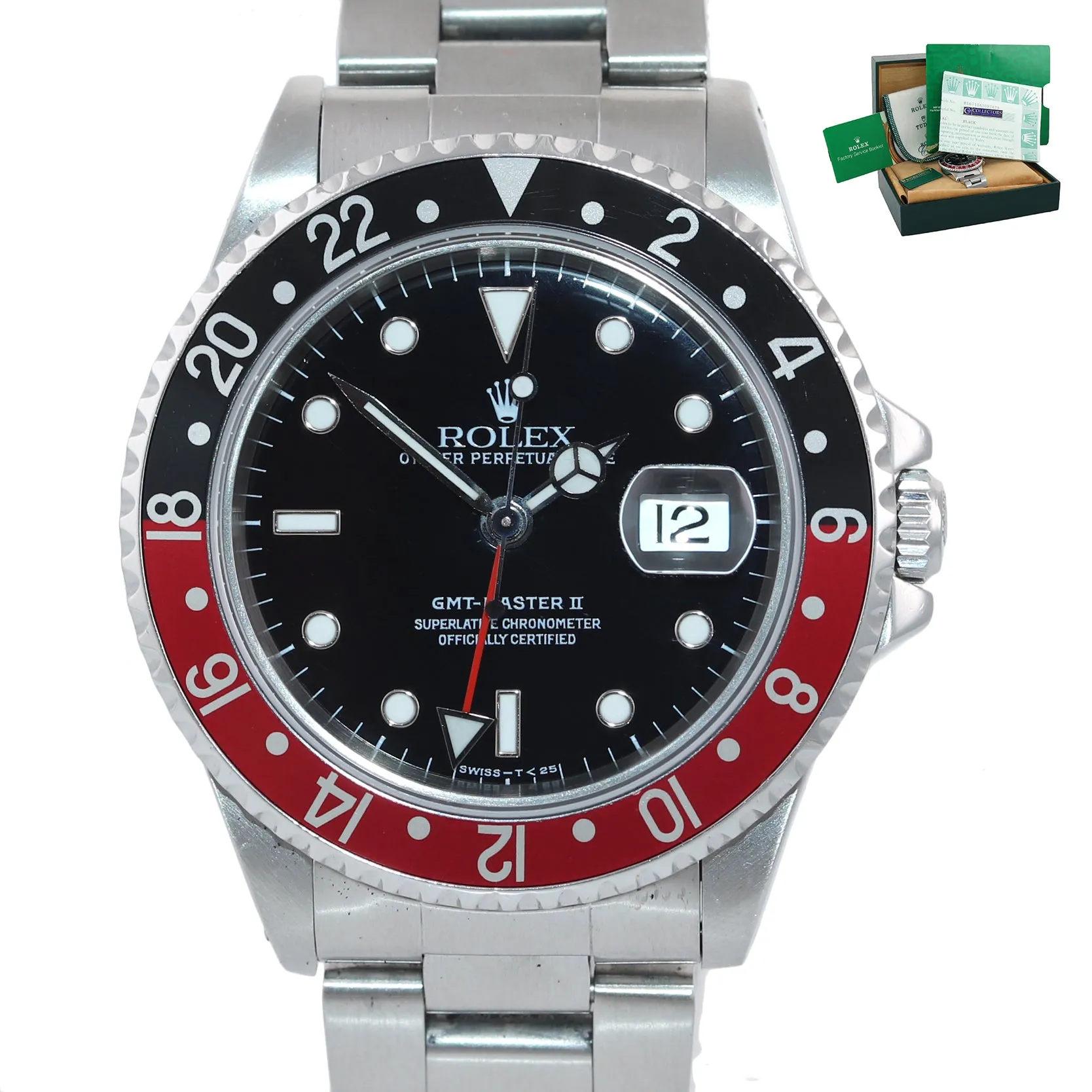 PAPERS TRITIUM Rolex GMT-Master 2 Coke Steel 16710 Date Steel Black Watch Box