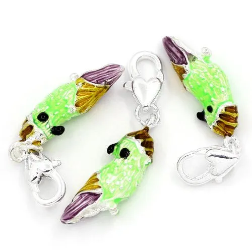 Parrot Clip on Pendant for European Charm Jewelry w/ Lobster Clasp