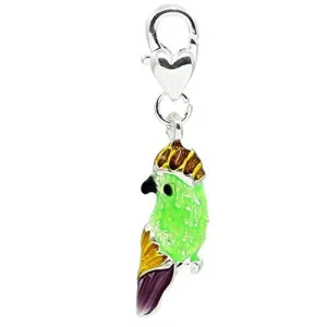 Parrot Clip on Pendant for European Charm Jewelry w/ Lobster Clasp