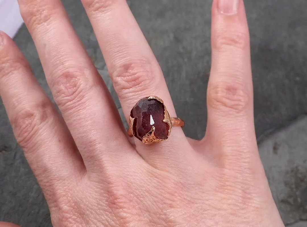 partially faceted sapphire 14k rose gold engagement ring wedding ring statement one of a kind gemstone ring solitaire 1720 Alternative Engagement