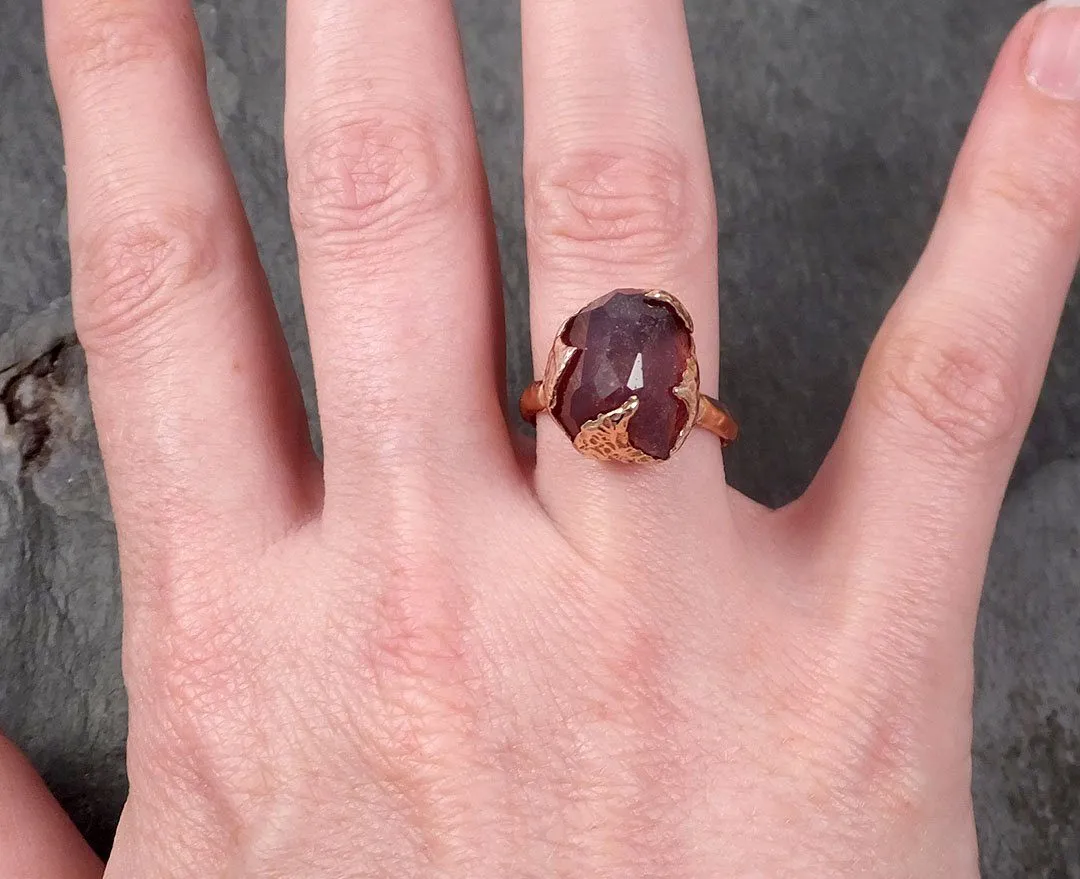 partially faceted sapphire 14k rose gold engagement ring wedding ring statement one of a kind gemstone ring solitaire 1720 Alternative Engagement