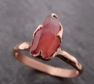 Partially Faceted Sapphire Raw 14k rose Gold Engagement Ring Wedding Ring Custom One Of a Kind Gemstone Ring Solitaire 2106