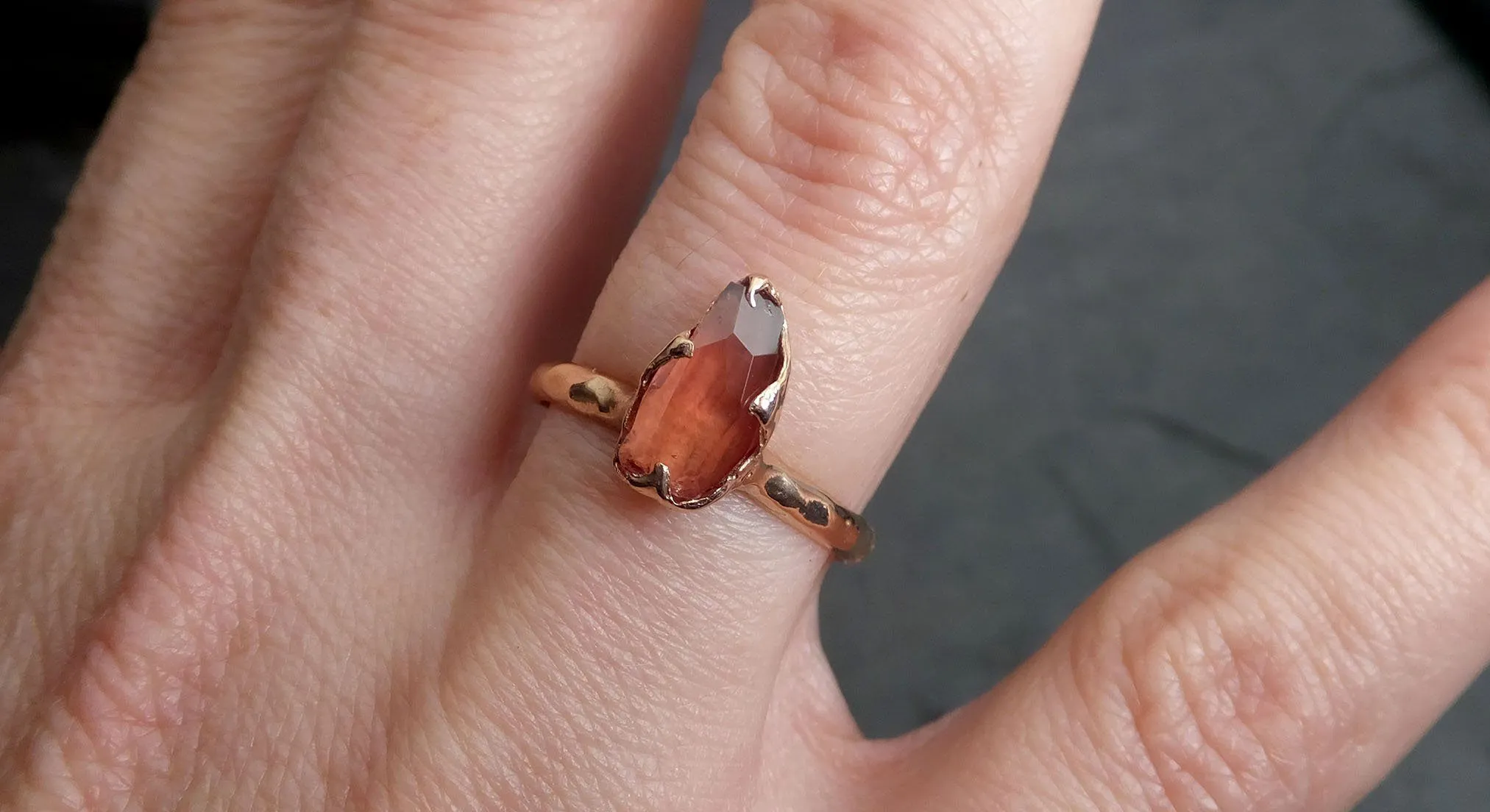 Partially Faceted Sapphire Raw 14k rose Gold Engagement Ring Wedding Ring Custom One Of a Kind Gemstone Ring Solitaire 2106