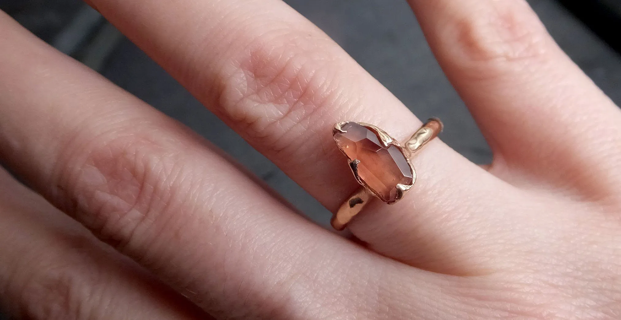 Partially Faceted Sapphire Raw 14k rose Gold Engagement Ring Wedding Ring Custom One Of a Kind Gemstone Ring Solitaire 2106