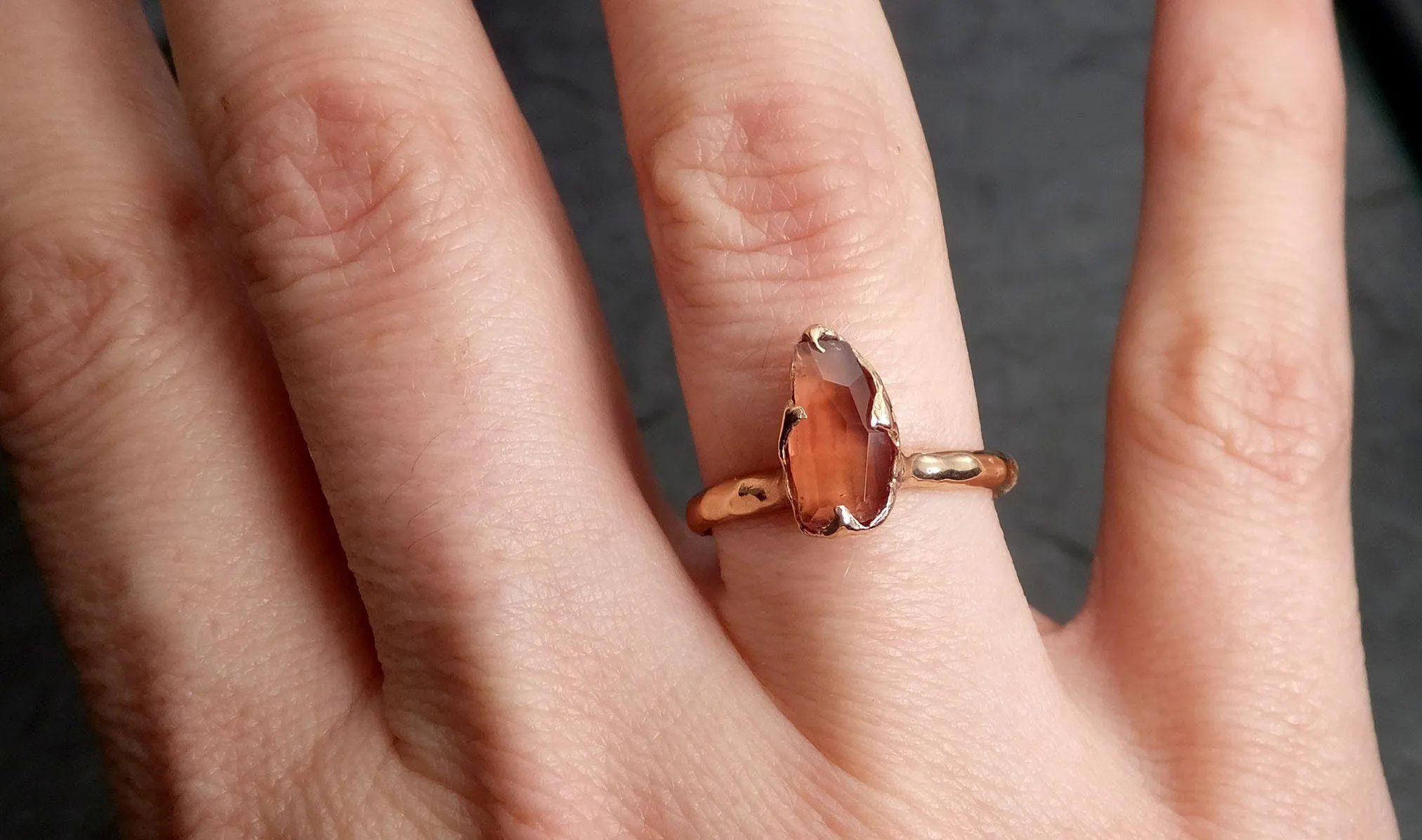 Partially Faceted Sapphire Raw 14k rose Gold Engagement Ring Wedding Ring Custom One Of a Kind Gemstone Ring Solitaire 2106