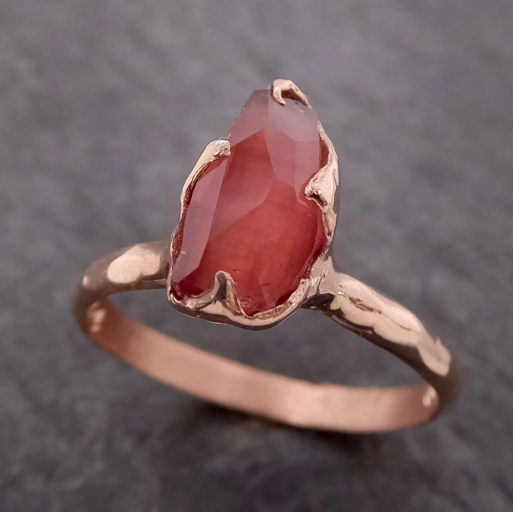 Partially Faceted Sapphire Raw 14k rose Gold Engagement Ring Wedding Ring Custom One Of a Kind Gemstone Ring Solitaire 2106