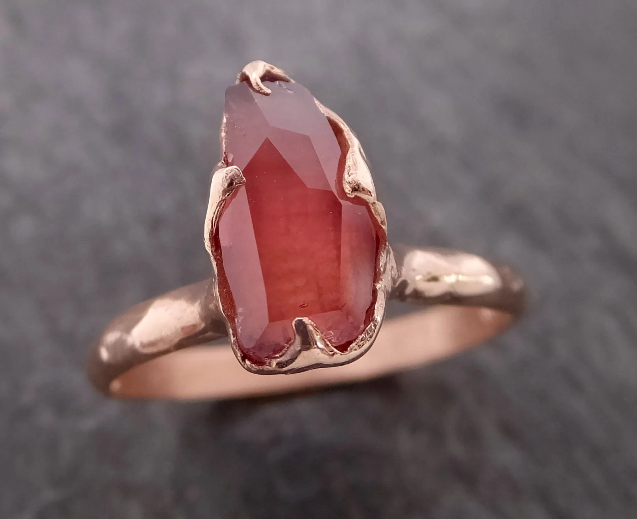 Partially Faceted Sapphire Raw 14k rose Gold Engagement Ring Wedding Ring Custom One Of a Kind Gemstone Ring Solitaire 2106