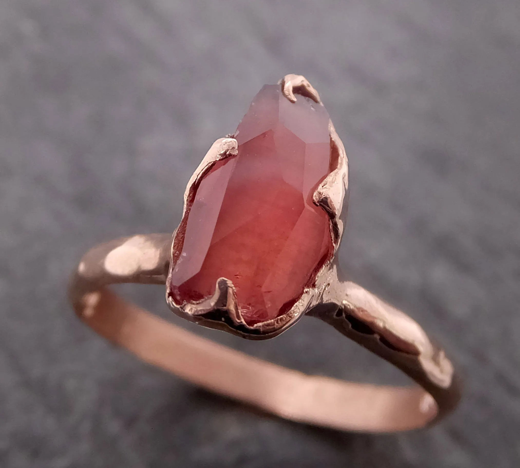 Partially Faceted Sapphire Raw 14k rose Gold Engagement Ring Wedding Ring Custom One Of a Kind Gemstone Ring Solitaire 2106