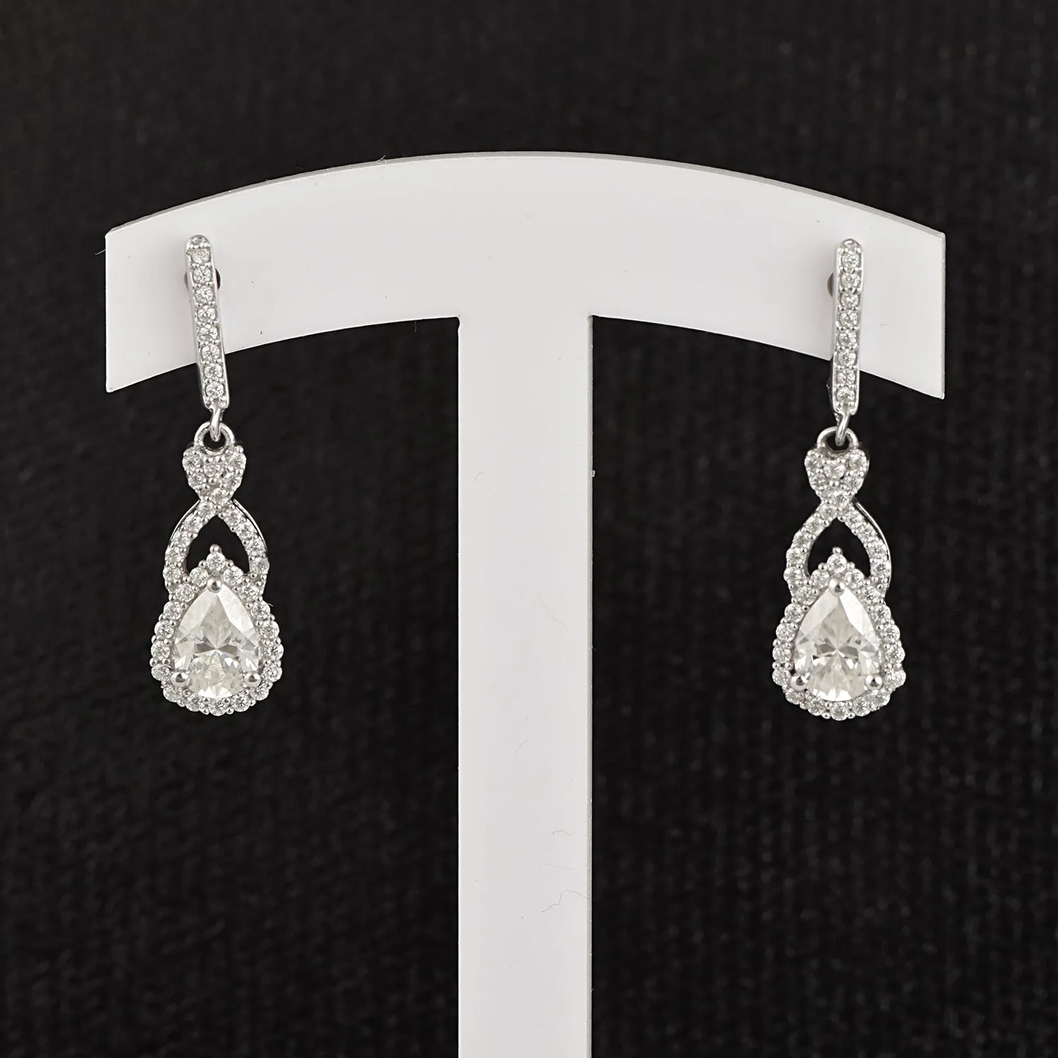 Pear Moissanite 925 Sterling Silver Solitaire Teardrop Women Dangle Earrings