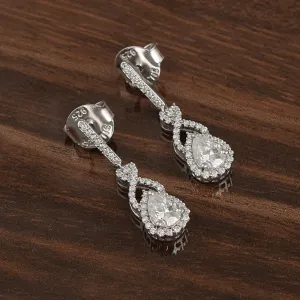 Pear Moissanite 925 Sterling Silver Solitaire Teardrop Women Dangle Earrings