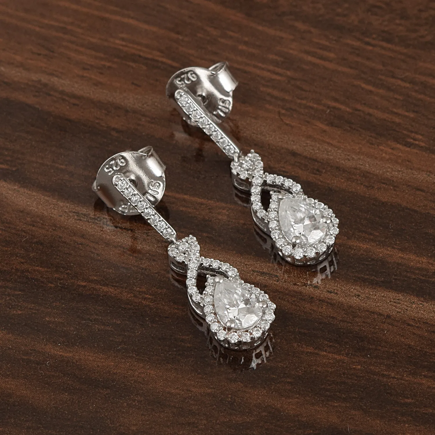 Pear Moissanite 925 Sterling Silver Solitaire Teardrop Women Dangle Earrings