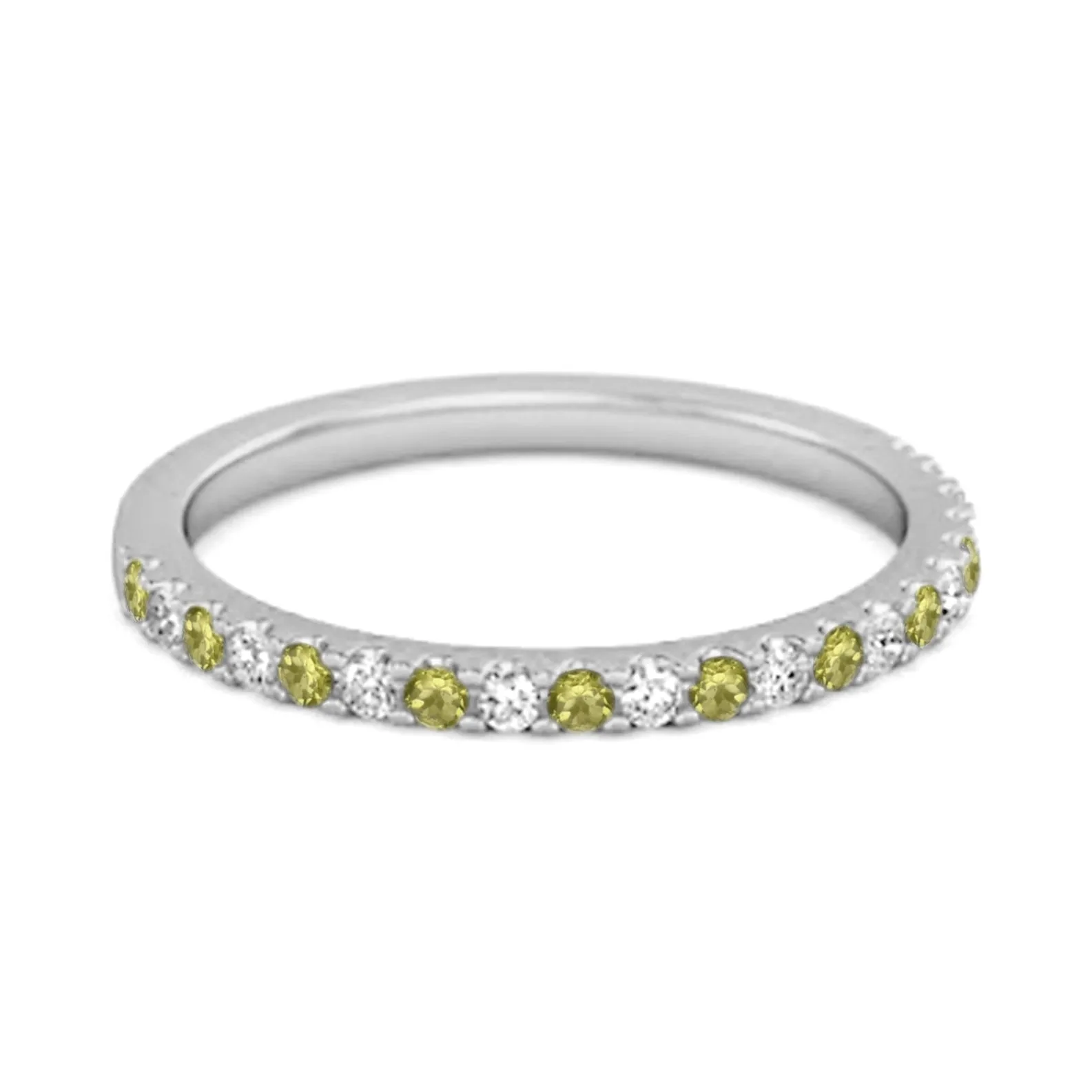 Peridot Half Eternity Band 925 Sterling Silver Stackable Ring