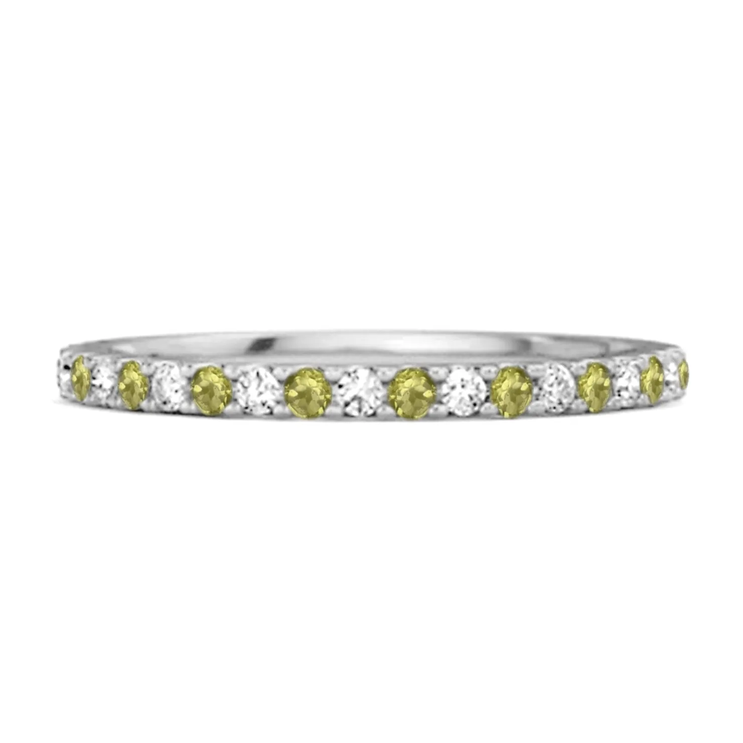 Peridot Half Eternity Band 925 Sterling Silver Stackable Ring