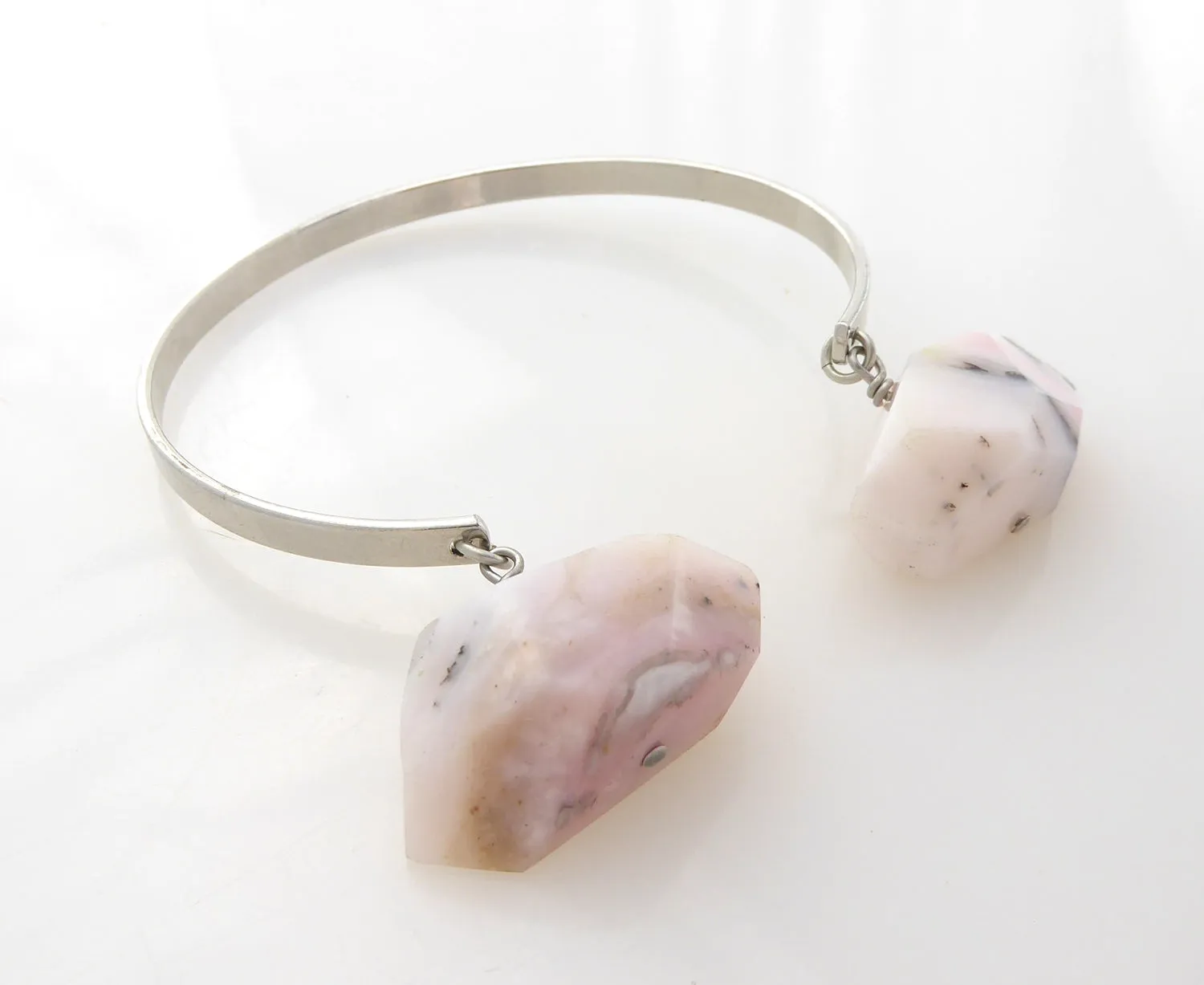 Pink opal cuff bracelet