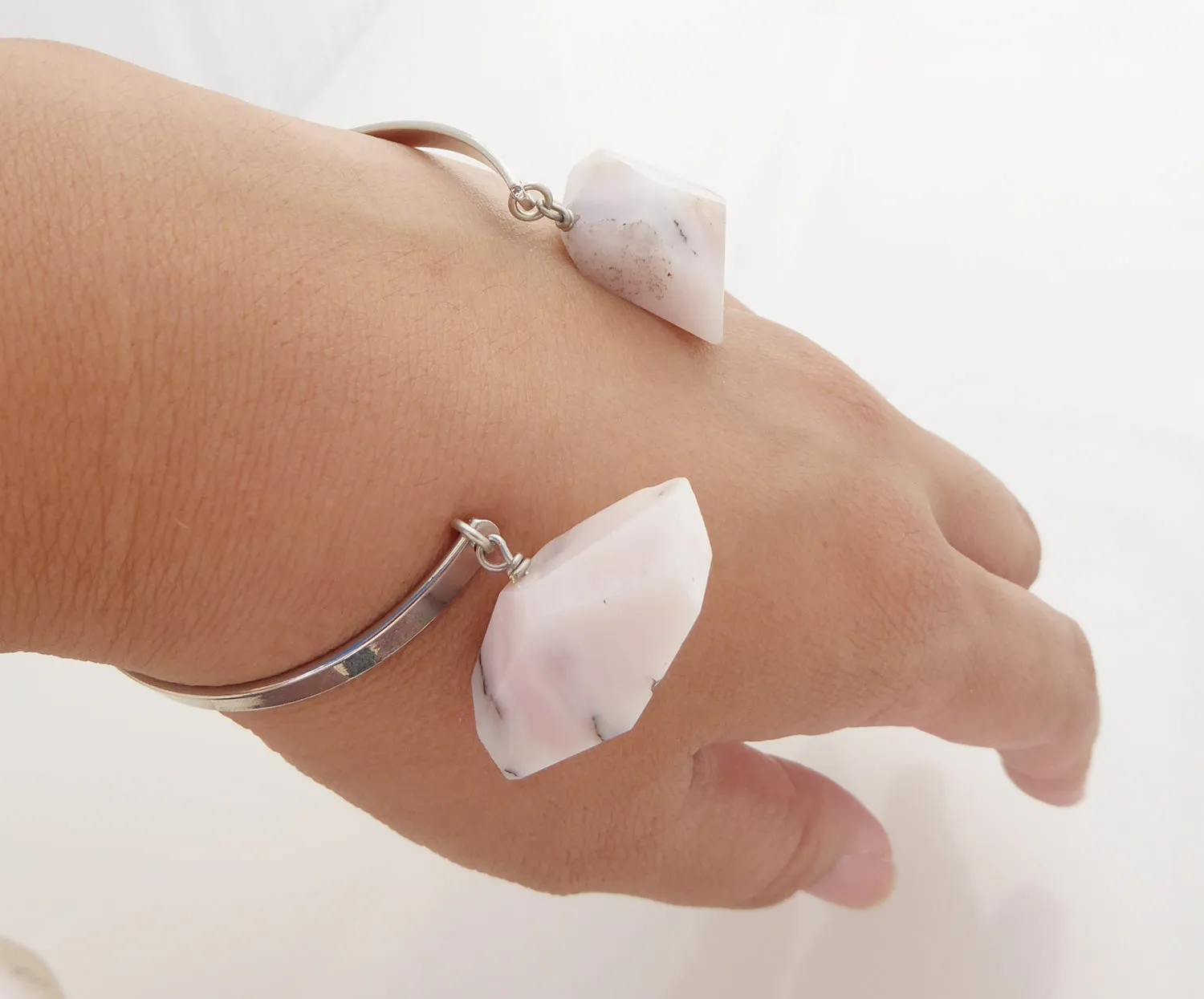 Pink opal cuff bracelet