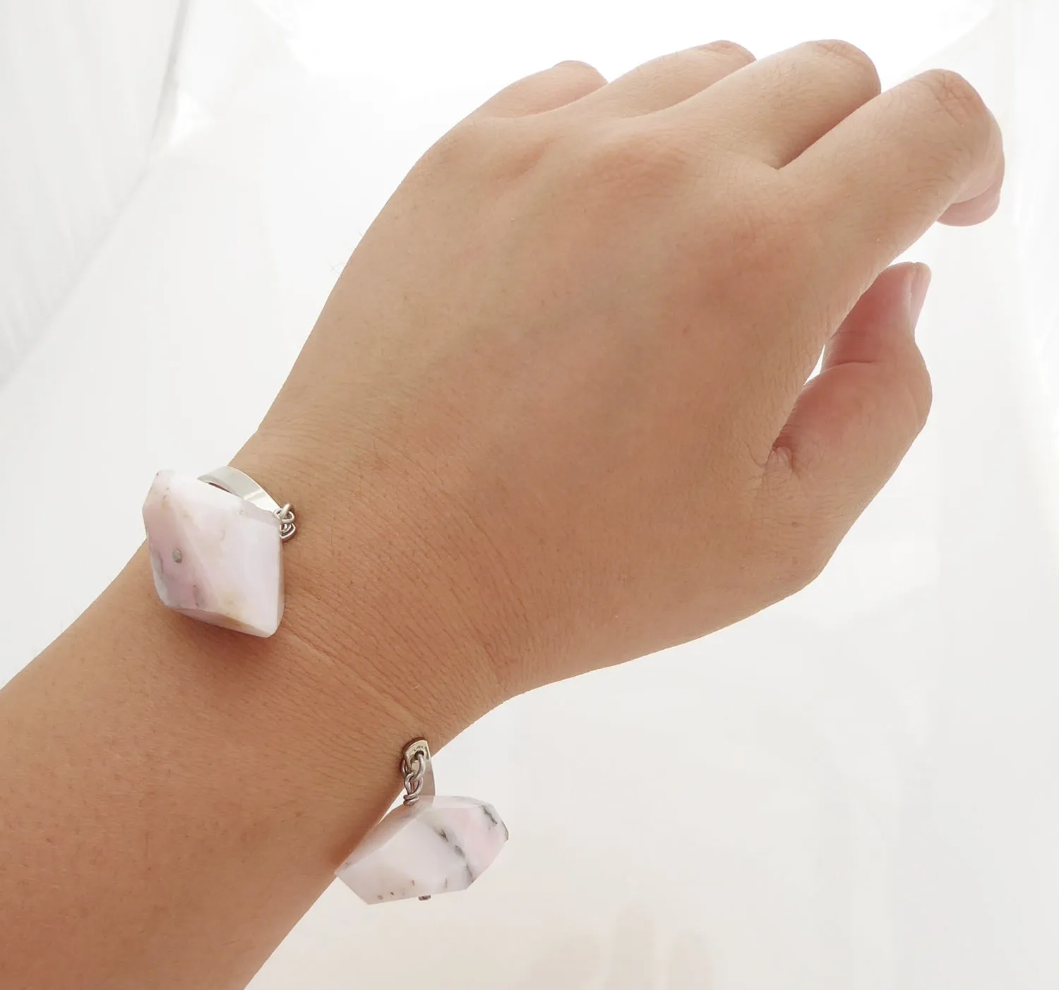 Pink opal cuff bracelet