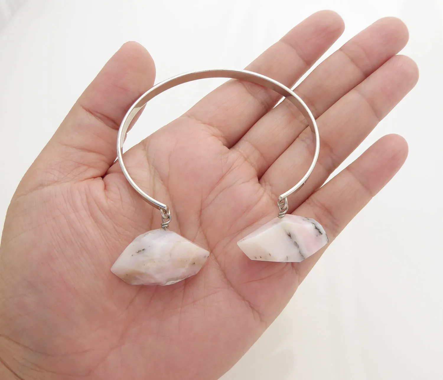 Pink opal cuff bracelet