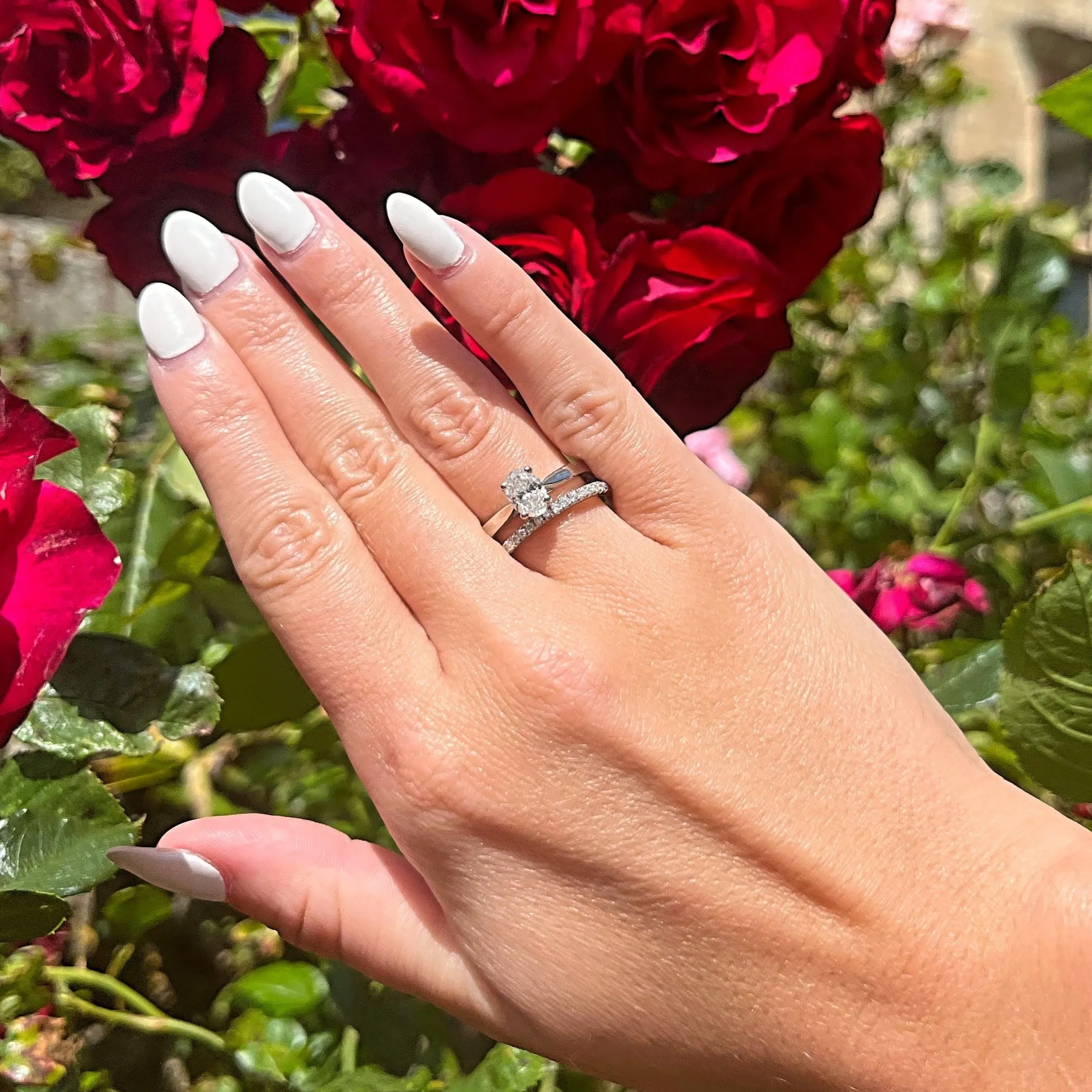 Platinum & 1.00ct Oval Cut Diamond Solitaire Engagement Ring