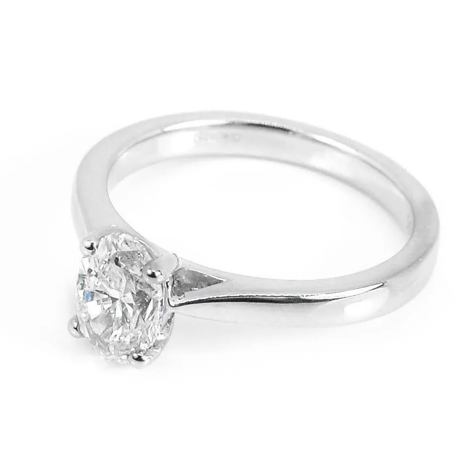 Platinum & 1.00ct Oval Cut Diamond Solitaire Engagement Ring