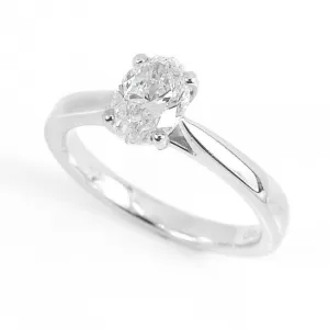Platinum & 1.00ct Oval Cut Diamond Solitaire Engagement Ring
