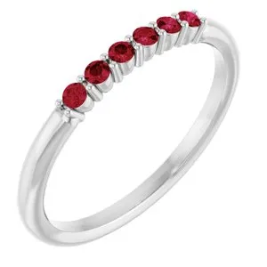Platinum Natural Ruby Stackable Ring