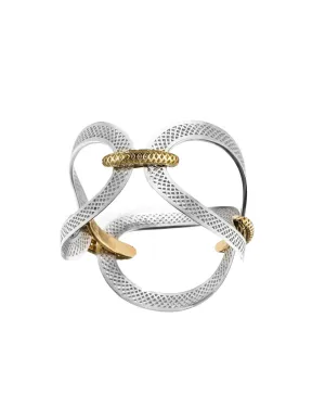 Polished Silver Crownwork Cuff Bracelet
