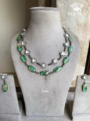 Prayag Moisanite Necklace set - Green