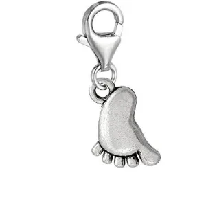 Precious Baby Feet Clip On Pendant for European Charm Jewelry w/ Lobster Clasp