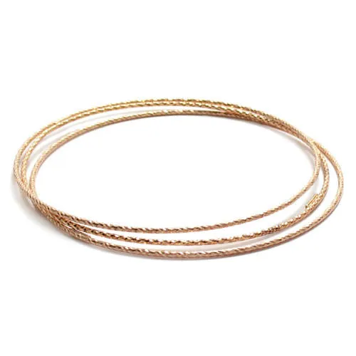 Pretty Sterling Silver Faceted Round Rose Gold Bangle Bracelets - 7.5 Inch