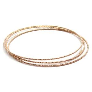 Pretty Sterling Silver Faceted Round Rose Gold Bangle Bracelets - 7.5 Inch