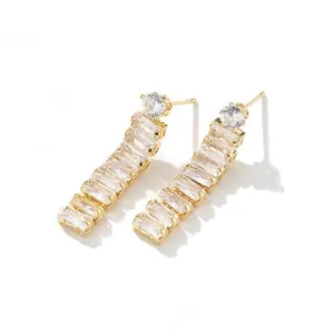 Princess Cut CZ Diamond Stud Earrings, Wedding Gold Plated Crystal Earrings or Crystal Choker Necklace