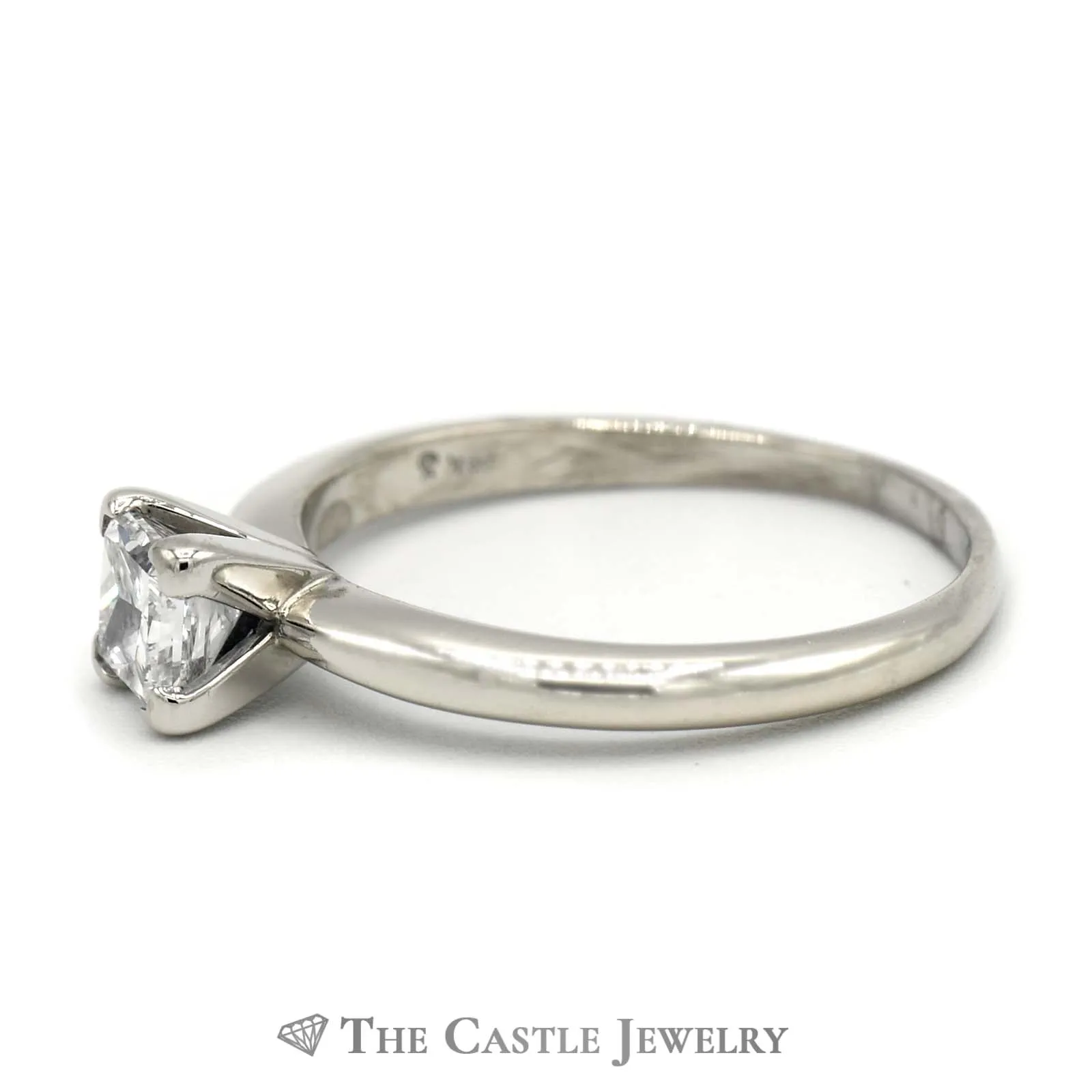 Princess Cut Diamond Solitaire .55ct Engagement Ring in 14K White Gold