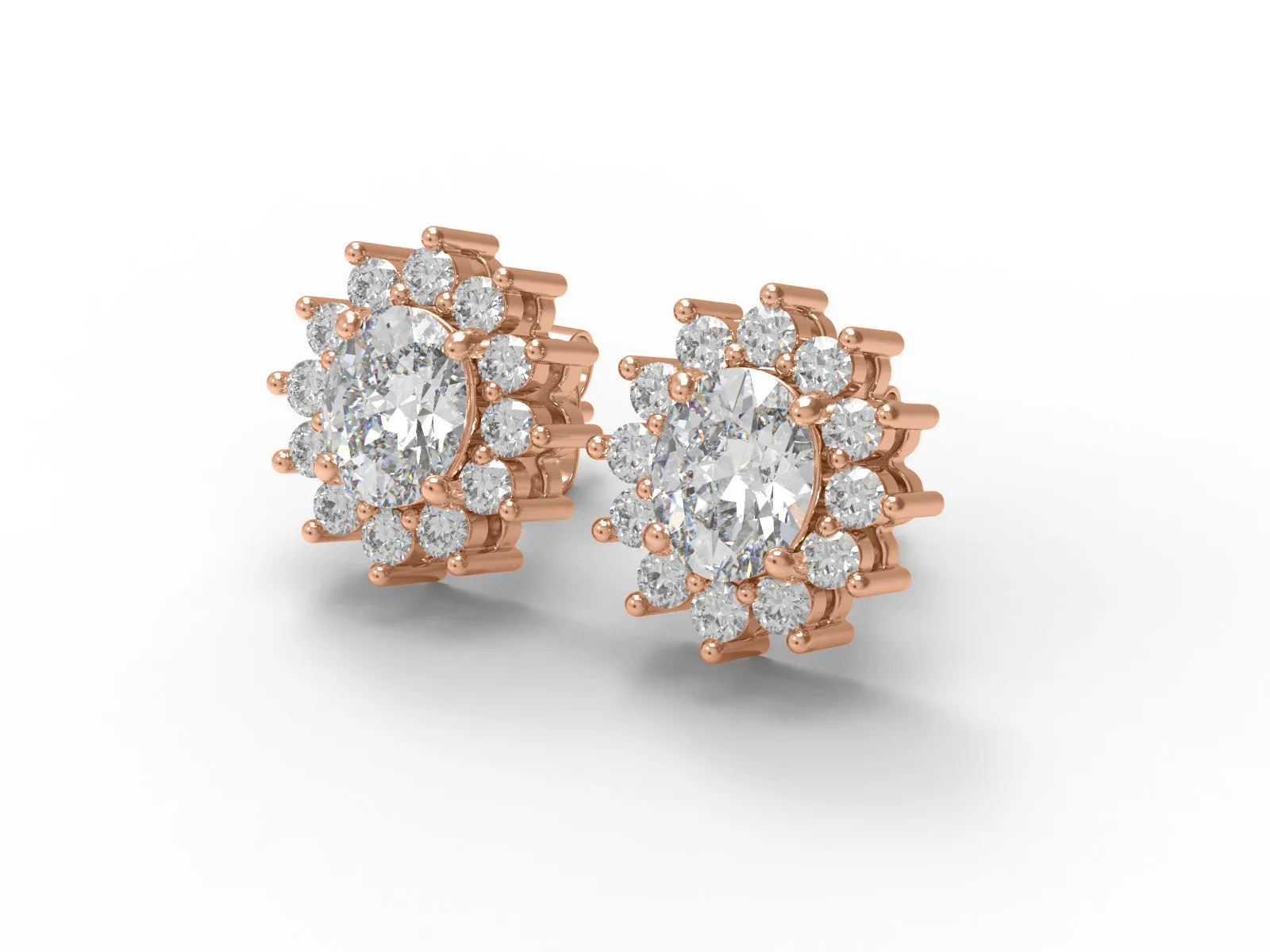 Princess Diana Earrings Oval Moissanite 925 Sterling Silver Stud Women Earrings